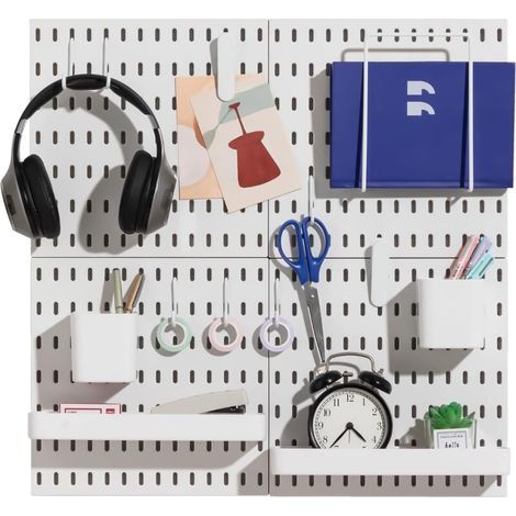 Kit de combinaison de panneaux perforés, panneaux perforés et accessoires de suspension modulaire pour organisateur mural, organisation d'artisanat, affichage d'ornements, rangement de chambre (1/4)