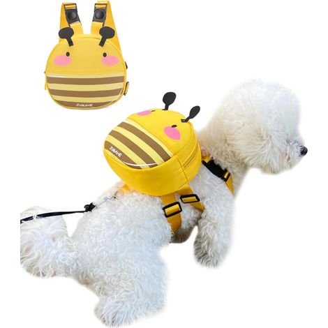 Niedliche Satteltasche mit Cartoon-Muster für Hunde, mit integriertem Rucksack und Kordelzug, geeignet für kleine Hunde und Katzen auf Reisen.