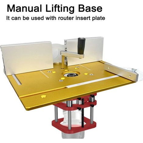 Base de levage de table de routeur en alliage d'aluminium 51 mm Hauteur de levage manivelle maximale (1/4)