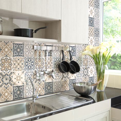 Stickers muraux - Sticker Mural Carrelage adhésif Cuisine Salle de Bain - 9 STICKERS CARRELAGES STRESA - 9stickers10x10cm (1/5)