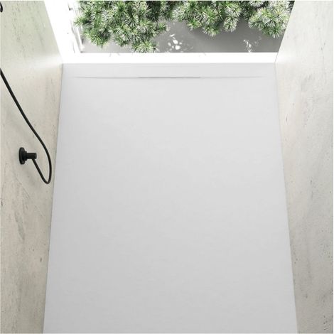 Piatto doccia ultrasottile 70 x 200 cm COSME in resina finitura ardesia bianco