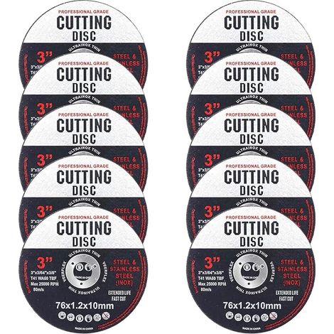 10pcs 76mm Angle Grinder Cutting Discs for Precise and Fast Cuts of Aluminum, Metal, Wood, Steel and Iron, Discs for Professionals and DIYers (1/5)