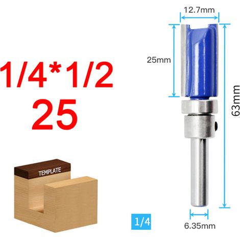 1/4"-Bündigfräser für Holzbearbeitung, 25-mm-Fräswerkzeug