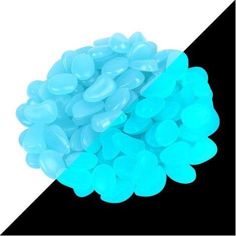 Galet Lumineux,Bleu Pierre Lumineuse Galet Décoratif dans la Nuit pour Extérieur Jardin Aquarium Chemins Chambre d'enfant 200 Pcs