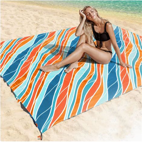 Couverture de plage imperméable et résistante au sable, tapis de plage léger, tapis de pique-nique, parfait pour les festivals et le camping (1/5)