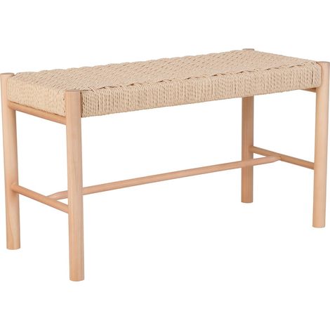 MINDY - Banc en Hêtre Massif et Tissage Naturel (1/5)