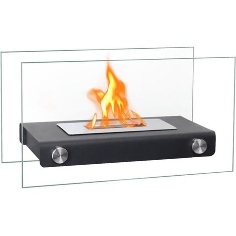 Rechteckige, doppelseitige Glas-Tischfeuerkugel, 35 cm, sauber verbrennendes Bioethanol, tragbar und windstill für den Innen- und Außenbereich