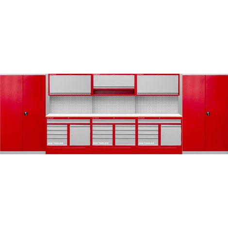 Mw Tools – Mobilier d'atelier modulable 5,5 m – 2 armoires en acier soudé – Charge max 50 kg par étagère – PRACO3559KK