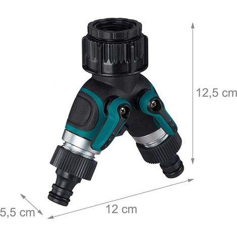 Répartiteur de tuyau, connecteur de robinet de jardin à 2 voies, connecteur de robinet extérieur à double valve en Y en laiton, connecteur adaptateur de robinet avec 2 connecteurs (1/3)