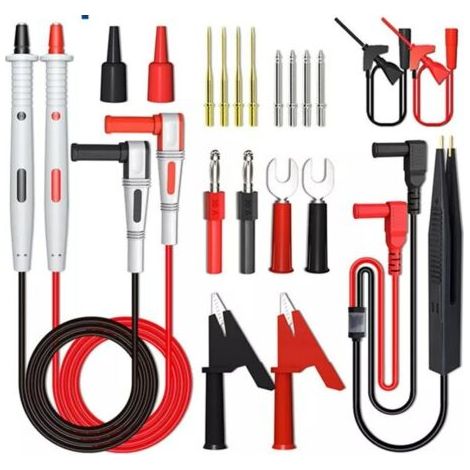 Kit de Fils de Test Multiples, Fil de Test de Multimètre Électrique avec Pinces Crocodile, Sonde de Test, Attrape-Ressort, Fiche Banane - Fils de Voltmètre pour Testeur de Circuit de Tension (1/5)