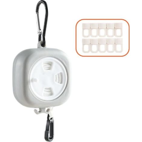 Corde à linge rétractable extensible de 10 m avec boucles fixes et pinces à linge, corde à linge portable pour extérieur, intérieur, jardin, voyage (1/5)