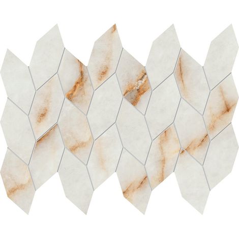Mosaïque effet Marbre Blanc Cristallo Nav 35x27,6x0,9 cm Brillant Sorvella - Mur intérieur (vendu par carton de 0,5796 m²) - RO'MA CARRELAGE