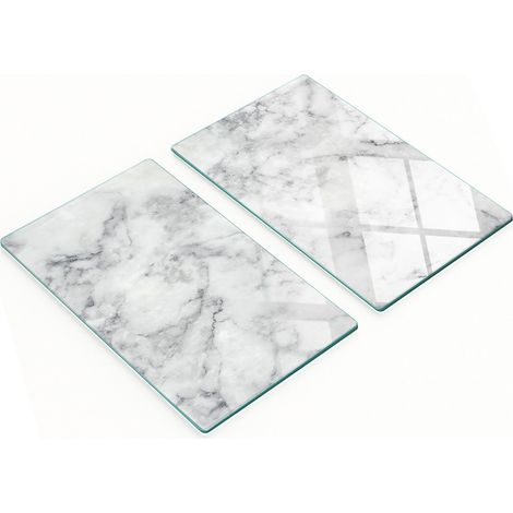 Tableros de cocina de vidrio templado con gr谩ficos de m谩rmol blanco, 2x30x52 cm.