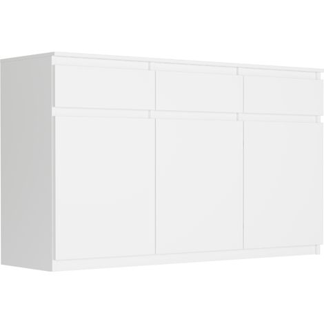Dreitürige Kommode mit Schubladen und Schränken, Weiß, 120 x 40 x 98 cm - Modern S-3 (1/5)
