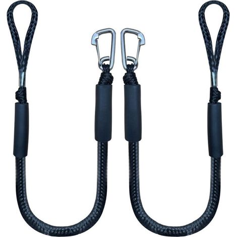 2 Pièces Corde Bateau de Ø16mm, Corde d'amarrage avec Boucle et Clip en Acier Inoxydable 304, Élastique 122-168 cm, Résista (1/4)