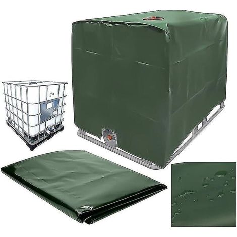 Housse pour conteneur IBC (1000 litres), réservoir d'eau, étanche à la poussière, aux UV et à la pluie, 120 x 100 x 116 cm (vert) - AquaForge (1/5)