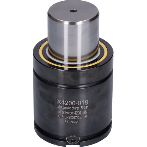 Vérin à gaz azote comprimé avec orifice de gonflage, force initiale 42000N, série 4200 YX4200-019, cylindre de levage industriel, ressort pneumatique robuste, charge 42kN, modèle YX4200-019, amortisse (1/5)