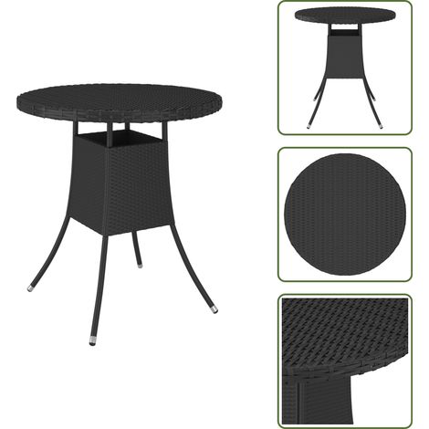 Table de jardin Noir 70x70x73 cm Résine tressée - Table De Jardin - Table Extérieure - Mobilier De Jardin - Table Ronde - Résine Tressée (1/5)