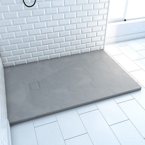 Duschwanne aus SMC Marwell Stone in grau rutschfest in Steinoptik - Duschtasse Rechteckig 90 x 140 x 2,6 cm