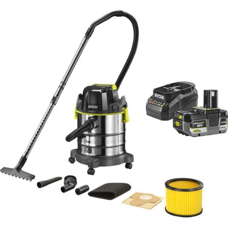 Aspirateur eau et poussière RYOBI 18V One+ R18WDV - Batterie 4,0Ah et chargeur (1/5)
