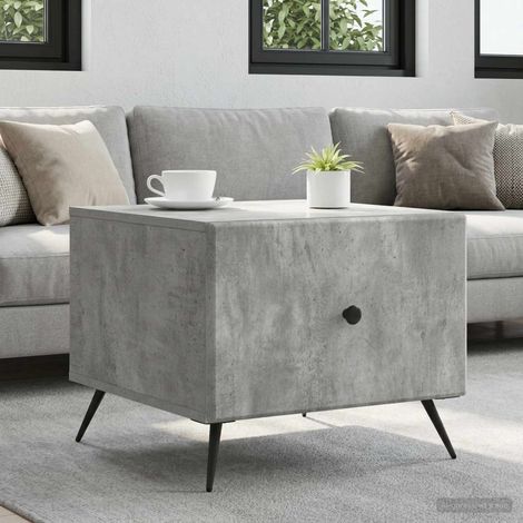 Table basse vintage avec tiroir Gris béton 49 x 50 x 40 cm en bois d’ingénierie - PANGIVO (1/5)