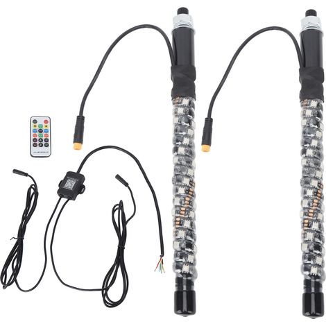 1ft LED fouet lumières 12V 20 couleurs IP67 preuve Protection contre les surcharges télécommande mât d'antenne fouets lampe (1/5)