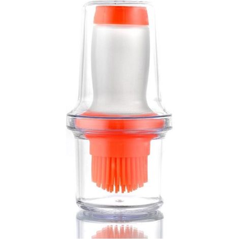 Brosse à huile en silicone de qualité alimentaire avec couvercle et bouteille brosse à huile en silicone (orange) (1/5)