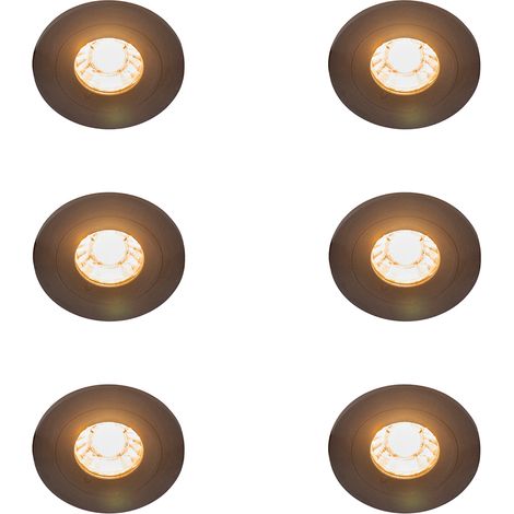 Set of 6 Modern Recessed Spotlights Black Round IP44 - Xena