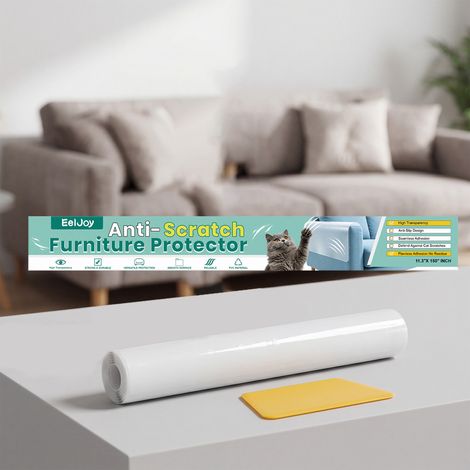 Tapis à griffer auto-adhésifs pour canapés, anti-griffures et anti-morsures, en matière douce, adaptés aux meubles d'intérieur -- Contient : 1 tapis à griffer auto-adhésif et 1 grattoir jaune -- BIEMM (1/5)