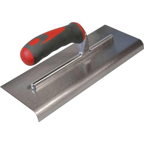 1 - Truelle De Bordure - Acier Inoxydable - Finition Arrondie Pour Béton Et Enduit - Poignée Ergonomique Souple - Usage Maçonnerie - Argent - 28x12cm