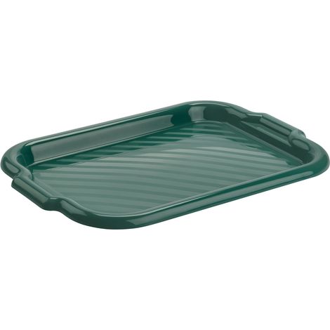 Bandeja rectangular Molly, de plástico, con lados redondeados, color verde botella. (1/2)