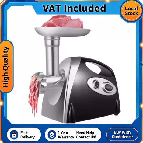 Hachoir à viande électrique 2800 W en acier inoxydable, robot culinaire avec poussoir à saucisses, pour usage domestique (1/5)