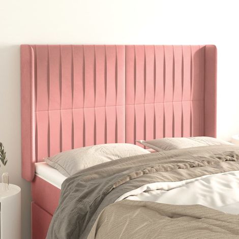 Tête de lit avec oreilles en velours rose réglable 147 x 16 x 118/128 cm, 19.85kg - PANGIVO (1/5)