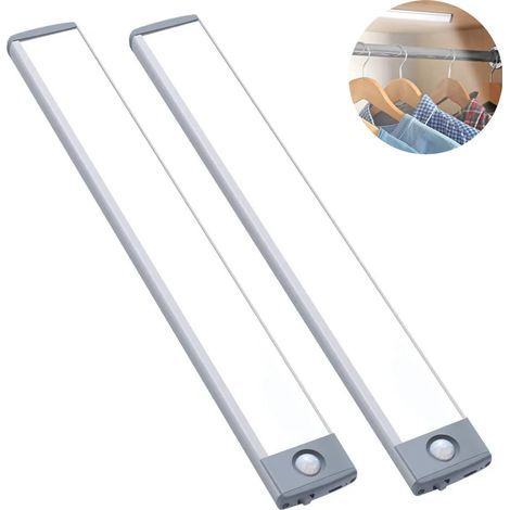 Set mit 2 wiederaufladbaren LED-Bewegungsmeldern für Küchenschränke, Kleiderschränke oder Treppen. Ultradünn und einfach unter Möbeln zu montieren. (1/5)