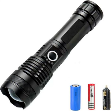 Lampe torche LED ultra-lumineuse de 90 000 lm avec batterie rechargeable et zoom (1/5)