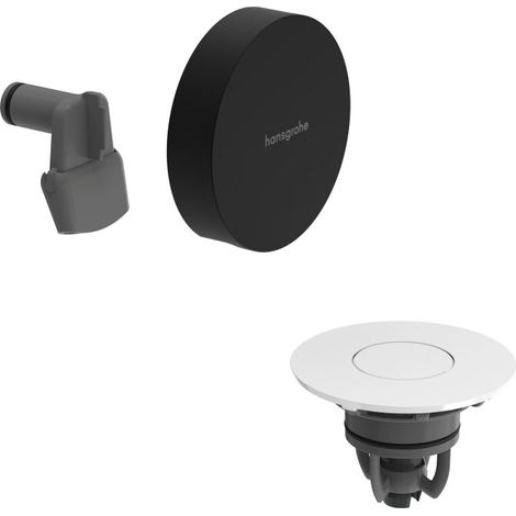 Hansgrohe Exafill - Fertigset Wanneneinlauf, Ablauf- und Überlaufgarnitur, Push-Open, mattschwarz/weiß glänzend 58119670