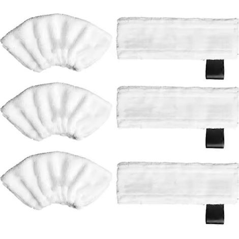 Lot de 6 lingettes triangulaires de rechange pour balai vapeur Karcher SC1 SC2 SC3 SC4 SC5, en microfibre. (1/5)