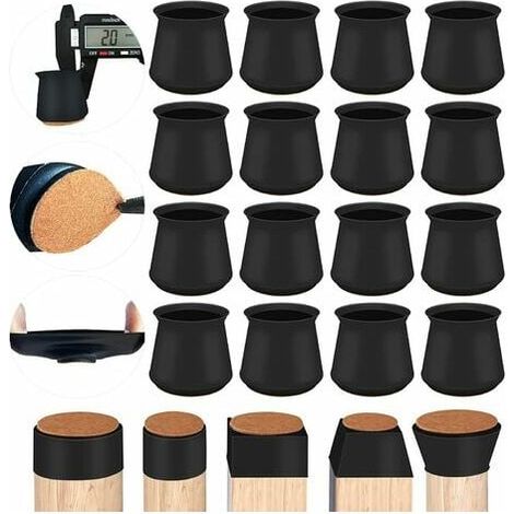 16 Protège-pieds de chaise en silicone, patins feutre anti-bruit, étanches pour pieds ronds carrés, intérieur (1/5)