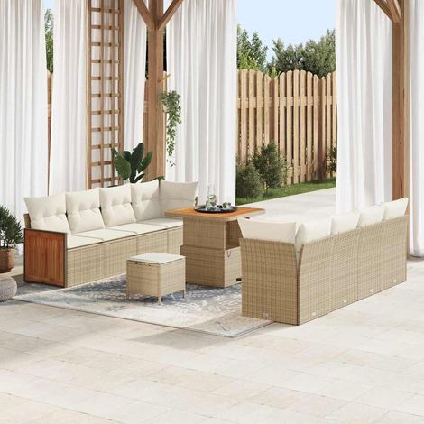 Set Divano da Giardino 12 pcs Beige e Crema polyrattan vidaXL (1/5)