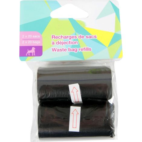 Sacs déjection rouleaux recharge 2 x 20 sacs pour chien - animallparadise