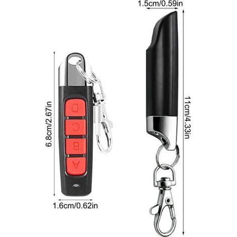 Garagentor-Fernbedienung – 1,433 MHz, 4-Tasten-Duplikator – Schlüsselanhänger – Geeignet für Zentralverriegelungssysteme (1/5)