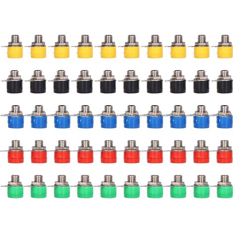 10 lots fiches banane 4mm, transmission stable, résistant à la corrosion, 5 couleurs, connecteur panneau pour navire et ordinateur (1/5)