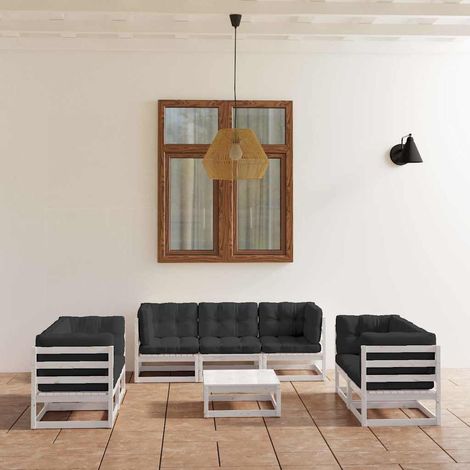 vidaXL Muebles de jardín 8 piezas con cojines de madera de pino maciza (1/5)