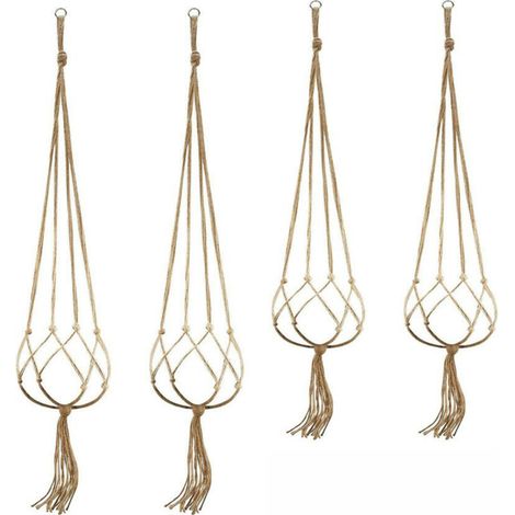 Set mit 4 Makramee-Pflanzenampeln, Vintage-Seilkörben, dekorativen Blumentopfhaltern für den Innen- und Außenbereich