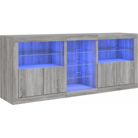 Maison Exclusive - Credenza con Luci LED Grigio Sonoma 181,5x37x67 cm