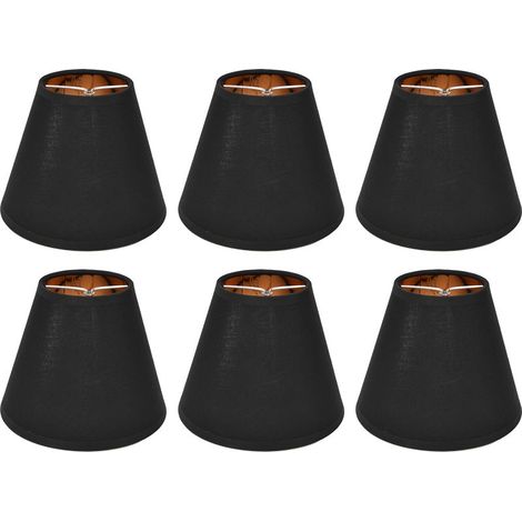 Abat-jour Clip-On en Tissu 6PCS E14, Design Moderne Noir+Liner Doré pour Lampe de Table ou Murale (1/5)
