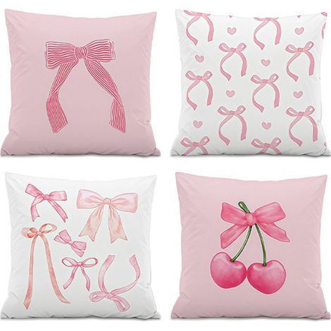 4-teiliges Dekokissen-Set zum Valentinstag, Kissen mit Schleife, Nachttischkissen, Bürostuhlkissenbezug, abnehmbares Wohnzimmersofakissen.