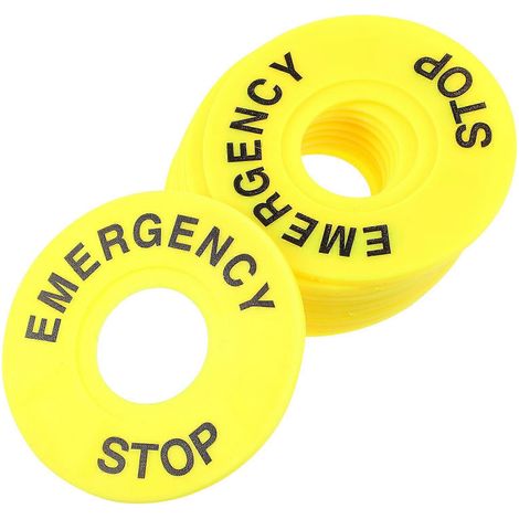 Lot de 10 panneaux d'arrêt d'urgence à bouton-poussoir avec anneau d'arrêt d'urgence durable-6.00X6.00X0.20CM-Yellow (1/3)