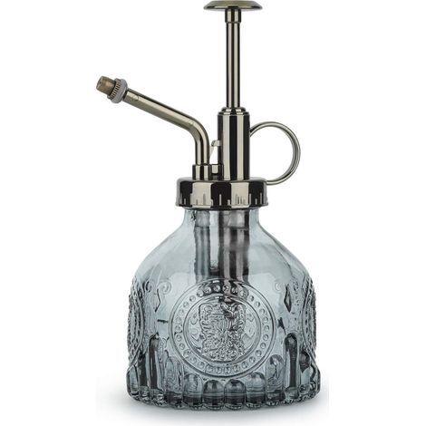 Brume pour plantes en verre 200 ml, pulvérisateur vintage à brumisation fine, arrosoir décoratif pour succulentes intérieur/extérieur - gris (1/5)