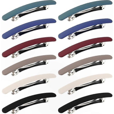 Damenhaarspangen, 12er-Set, trendige flache Spangen für dickes oder mitteldickes Haar, 6 verschiedene Farben, stilvolles und praktisches Accessoire. (1/2)